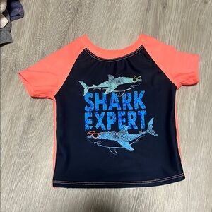 Kids Shark Expert Swim Shirt - Coral and Navy